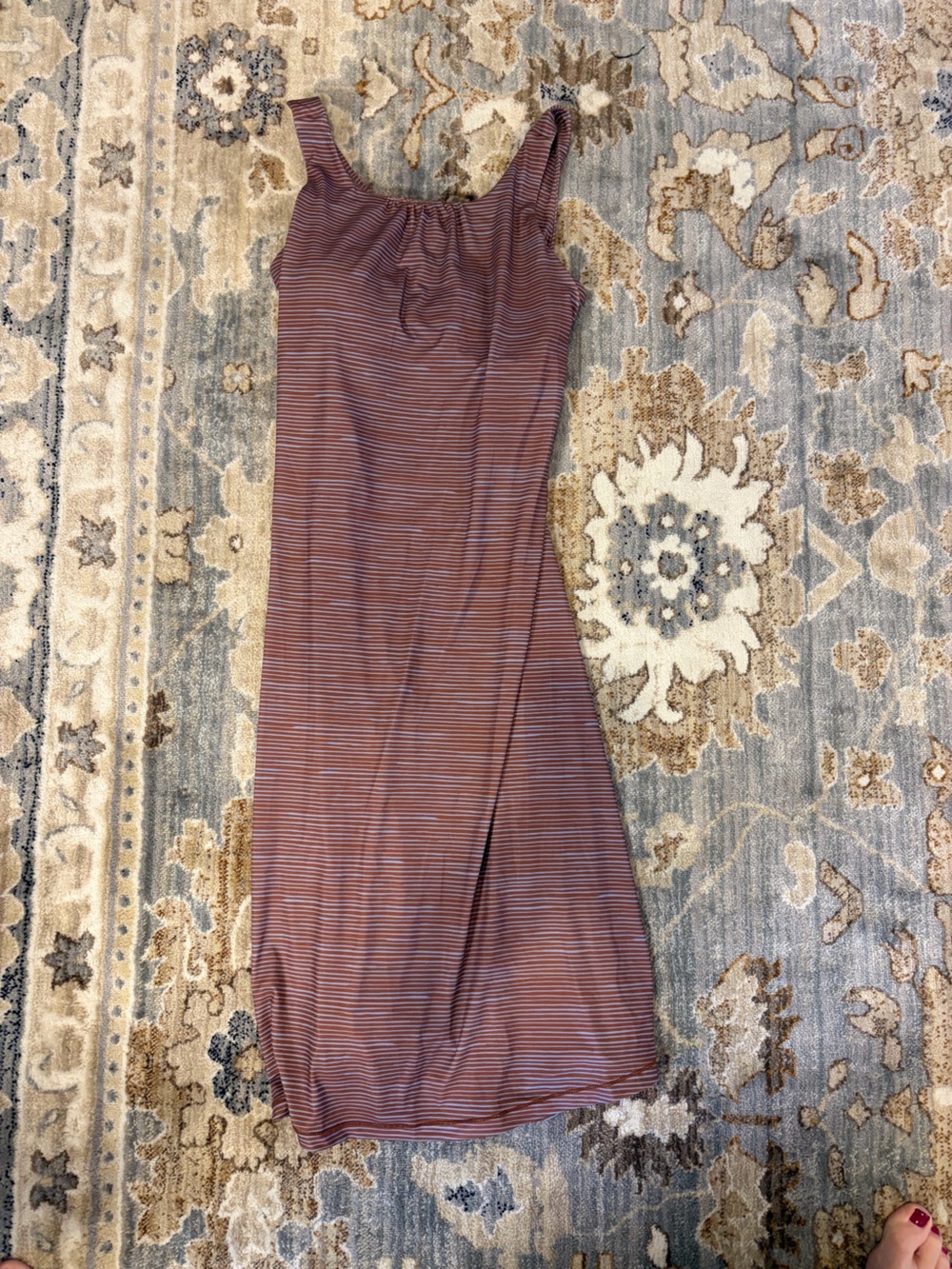 Prana Striped Pencil Skirt in Burgundy and Navy